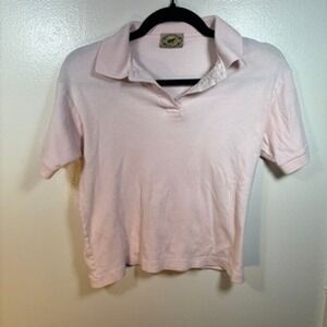Vintage 90s Tidewater Traders Polo Shirt Women Med Pink Short Sleeve Preppy Golf